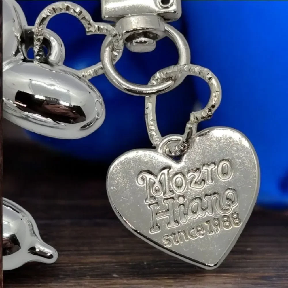 Silver Balloon Dog Keychain 3D Pop Art Bag Charm Heart Novelty Purse Accessory